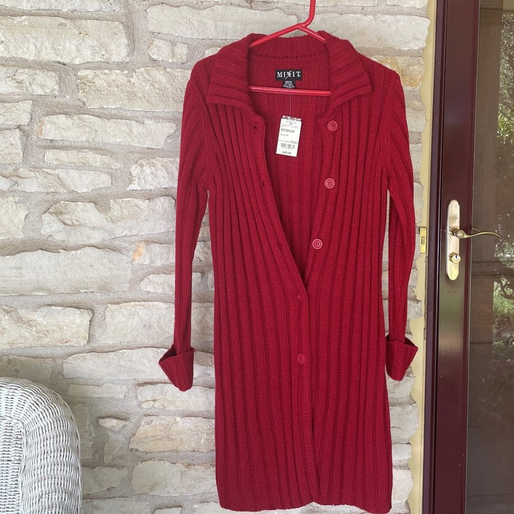 Red Long Sweater Coat